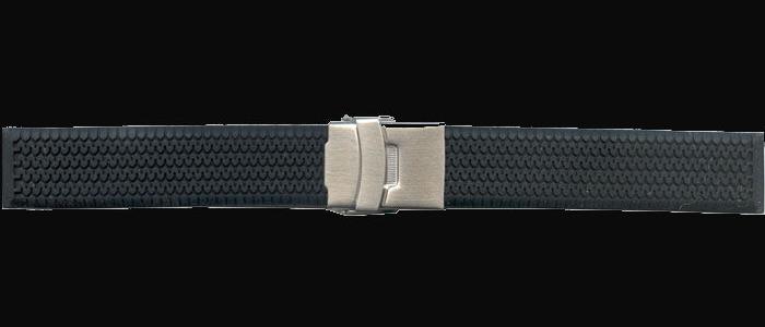 Black 18mm Heavy-Duty Silicone Deployment Watch Strap