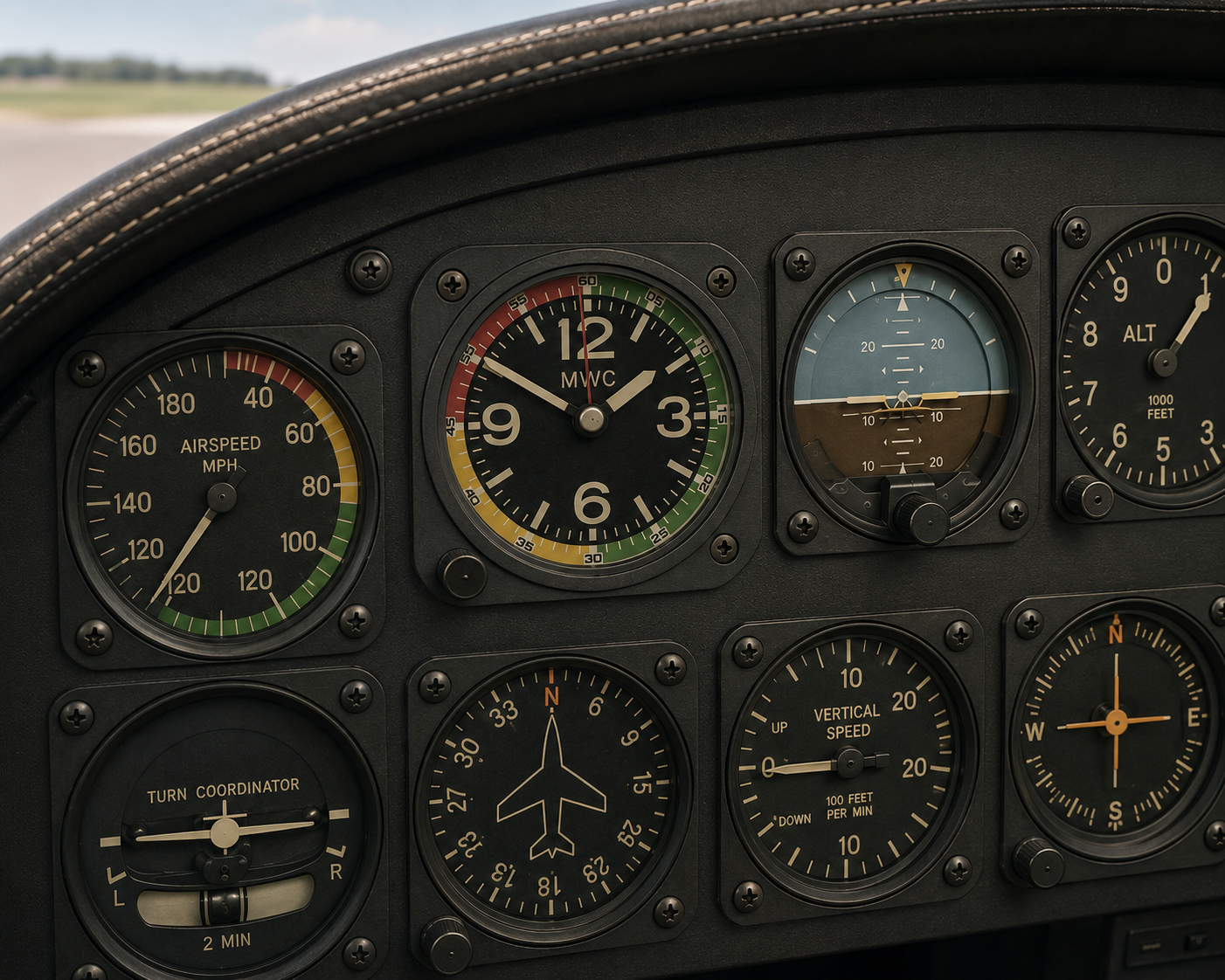 Limited Edition Replica Airspeed Indicator Cockpit / Desk Clock in Matt Black Finish
