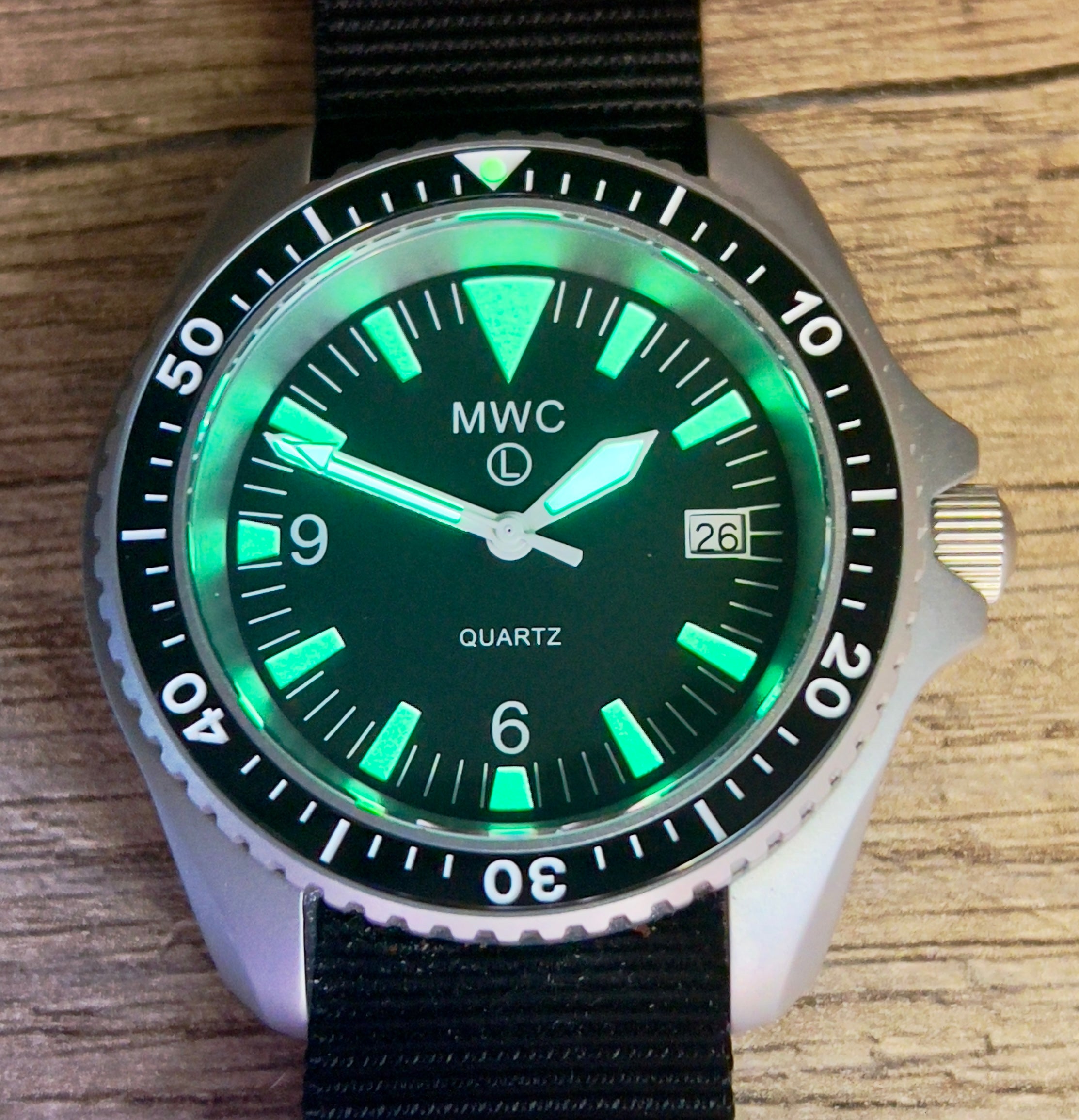 Current NATO Pattern Quartz Military Divers Watch with Sapphire Crystal and 10 Year Battery Life - NATO STOCK NUMBER NSN 6645-99-157-3496