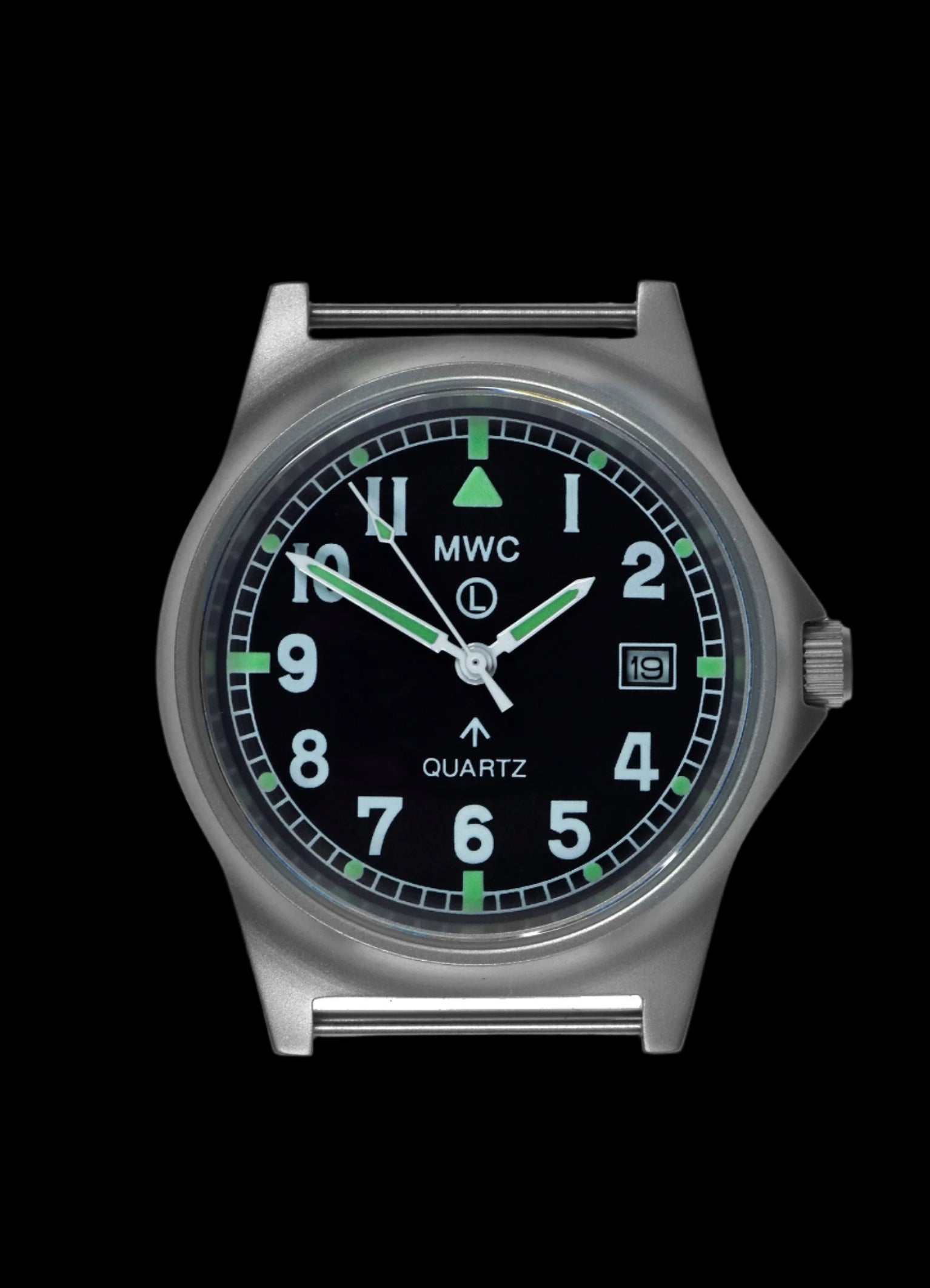 MWC G10LM Stainless Steel Military Watch – Black NATO Strap (Contract Model with Broad Arrow / Pheon)