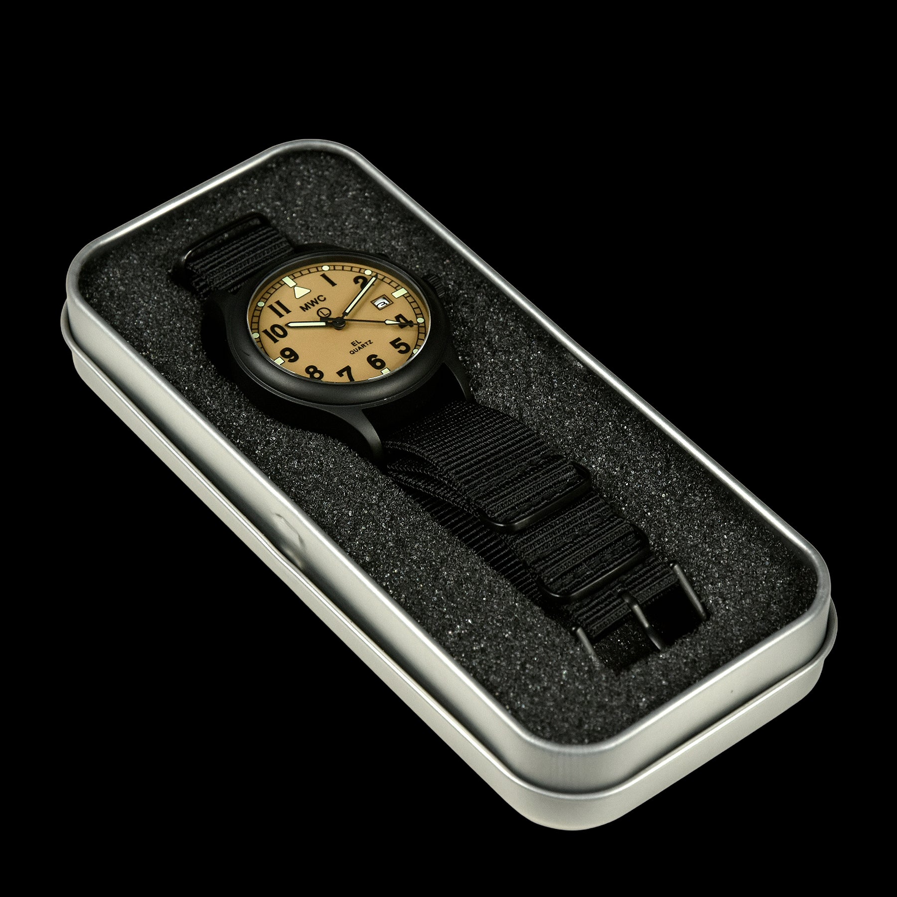 MWC G10EL Black PVD Steel General Service Watch with Electroluminescent (EL) Backlit Dial