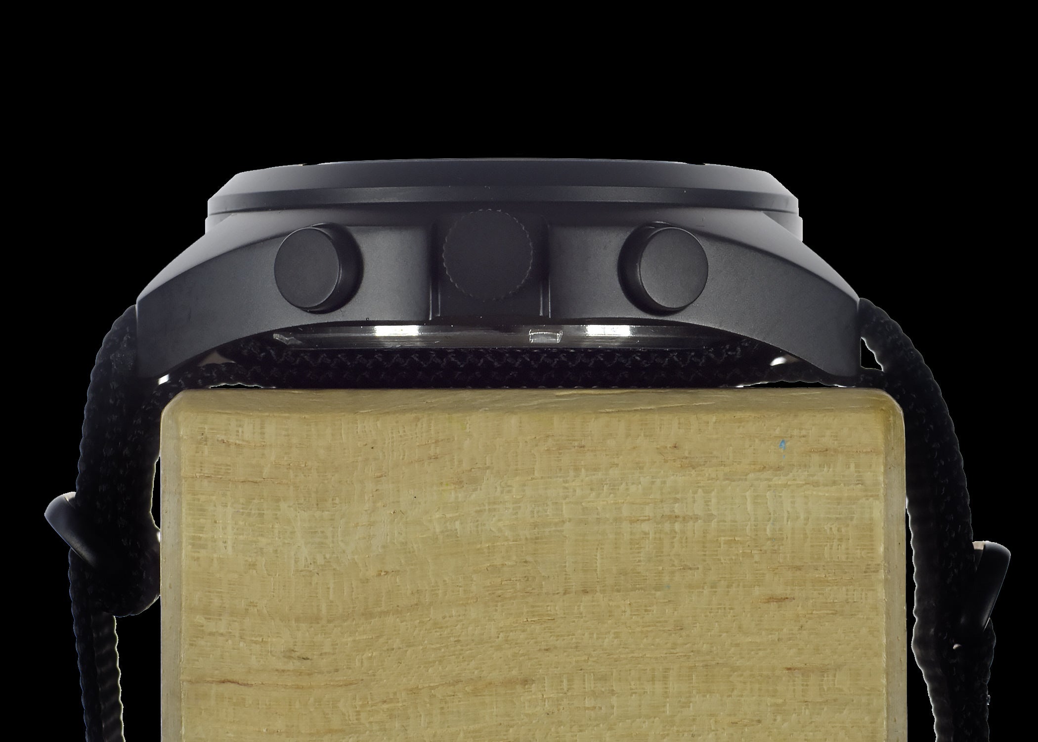 MWC Mechanical/Quartz Hybrid NATO Pattern Military Pilots Chronograph in Non Reflective Black PVD Finish with Sapphire Crystal