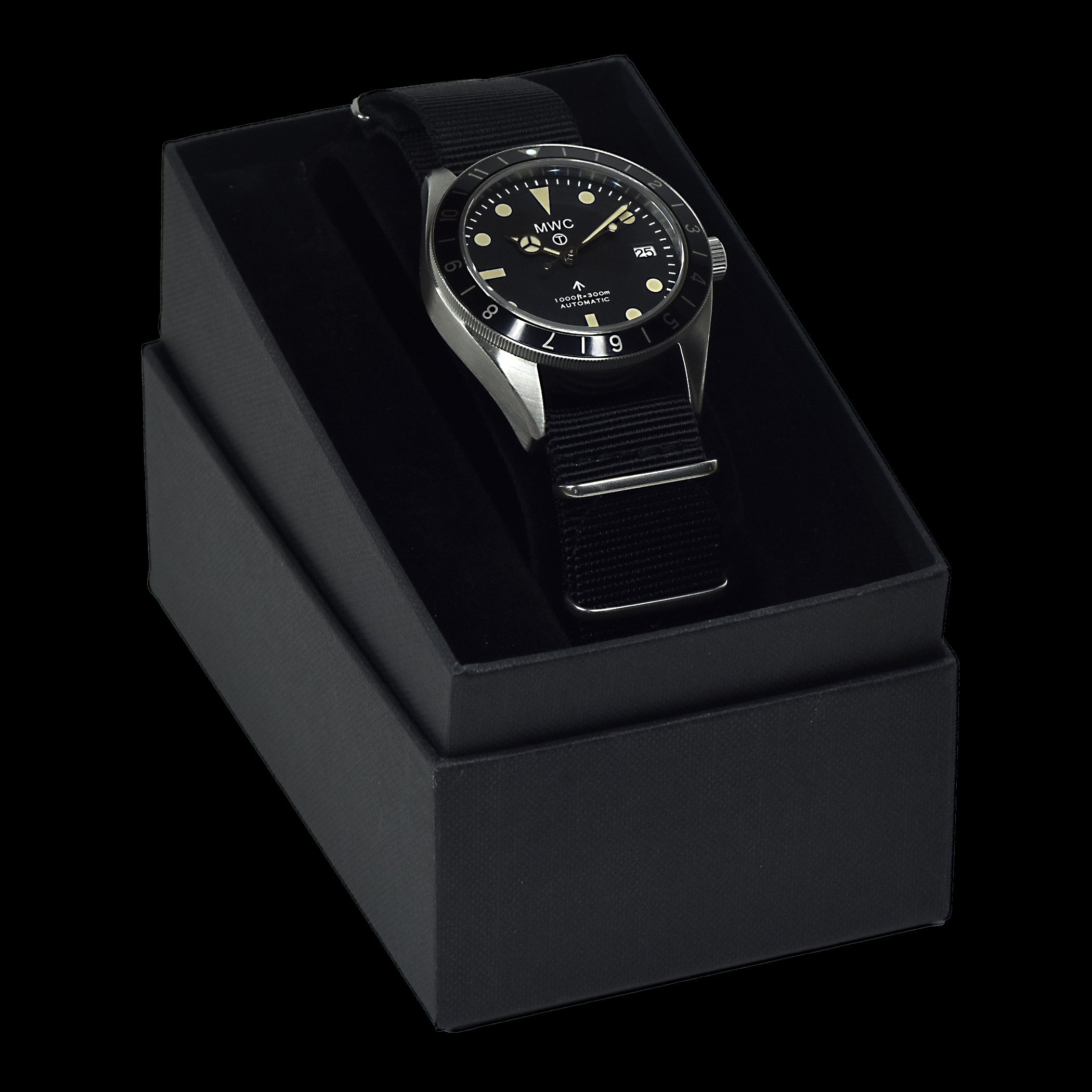 MWC Classic 1960s Pattern Dual Time Zone Automatic Divers Watch with Retro Luminova Paint and Sapphire Crystal - Ex Photographic Sample Reduced to Clear