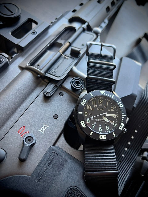 MWC "Depthmaster" 100atm / 3,280ft / 1000m Water Resistant Military Divers Watch in PVD Stainless Steel Case with Helium Valve (Automatic)