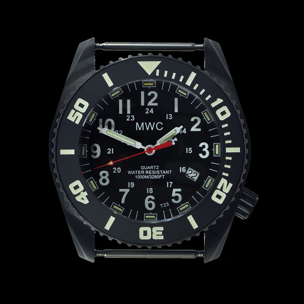 MWC "Depthmaster" 100atm / 3,280ft / 1000m Water Resistant Military Divers Watch in PVD Stainless Steel Case with GTLS and Helium Valve (10 Year Battery Life)