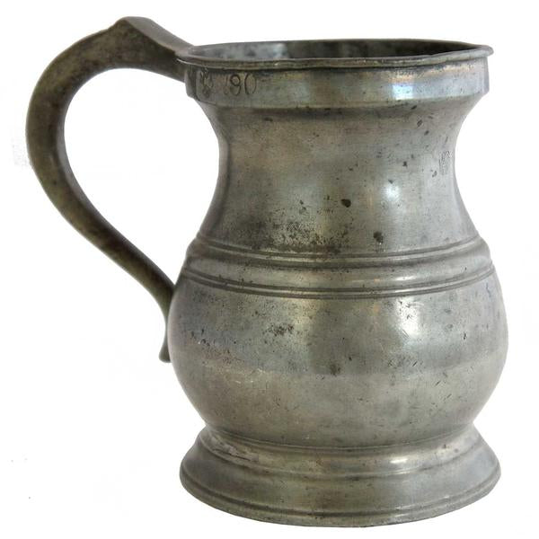 James Yates One Pint 19th Century Pattern Pewter Baluster Tankard - This is an exact remake of the manufacturers original