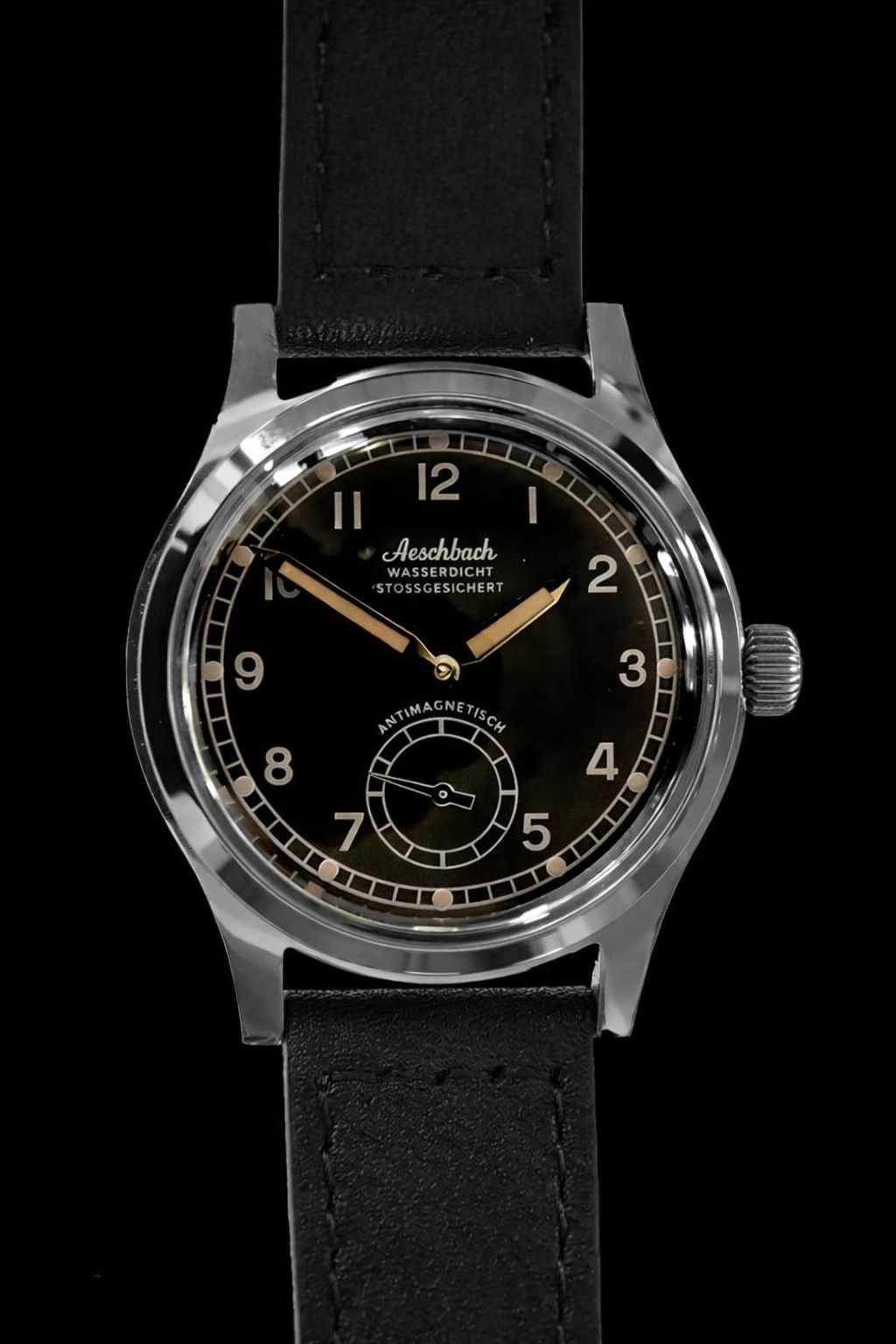 Aeschbach WW2 Pattern Germany Luftwaffe / Reichsluftfahrtministerium (RLM) Pilots Watch with Sapphire Box Crystal and 21 Jewel Automatic Mechanical Movement