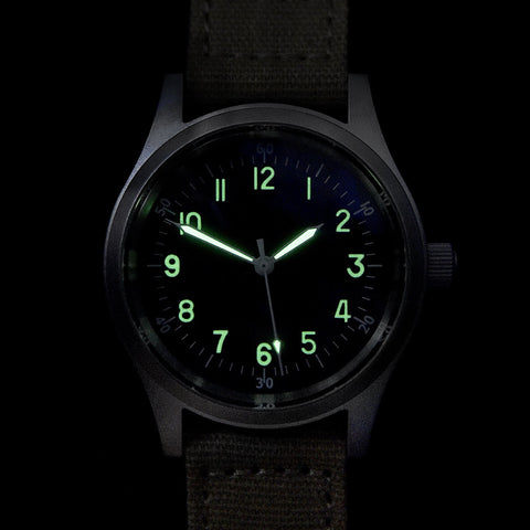 A-11 1940s WWII Pattern Military Watch, 100m/330ft Water Resistant With Shatter and Scratch Resistant Box Sapphire Crystal (Automatic)