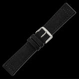 2 Piece Retro Pattern 18mm Canvas Military Watch Strap in Black - The Ideal Durable Fabric Strap for Military Watches