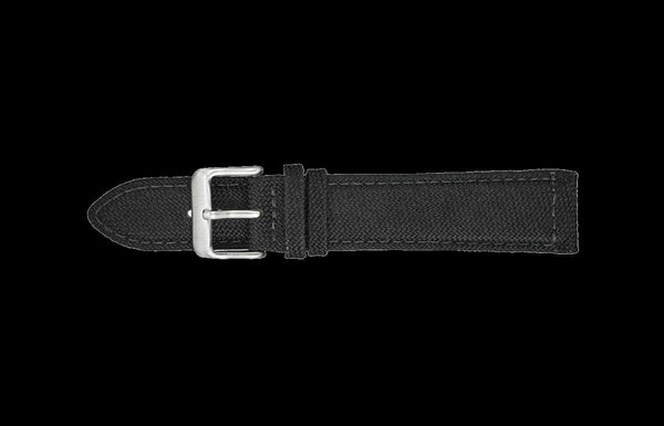 2 Piece Retro Pattern 20mm Canvas Military Watch Strap in Black - The Ideal Durable Fabric Strap for Military Watches