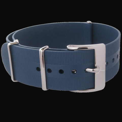 22mm Navy Blue Silicone/Rubber NATO Military Watch Strap