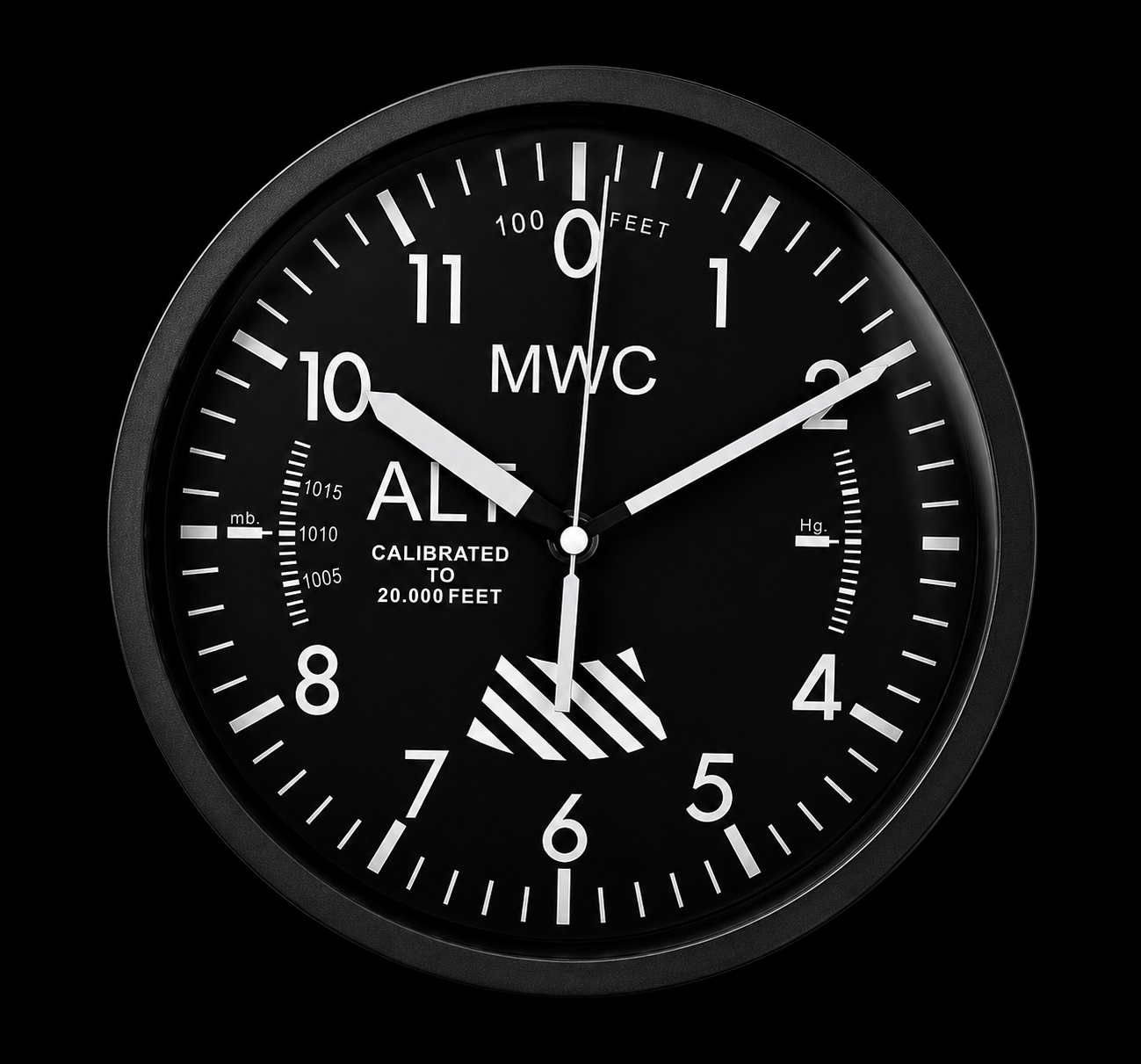 MWC Altimeter Wall Clock with a Sweep Second Hand and Silent Quartz Movement (Size 22.5 cm / approx 9")