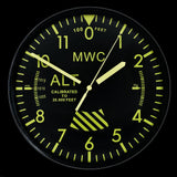 MWC Limited Edition Altimeter Wall Clock with High Visibility Dial, Sweep Second Hand and a Silent Quartz Movement (Size 22.5 cm / approx 9