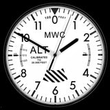 MWC Limited Edition Altimeter Wall Clock with White Dial, Silent Quartz Movement and Sweep Second Hand (Size 22.5 cm / approx 9