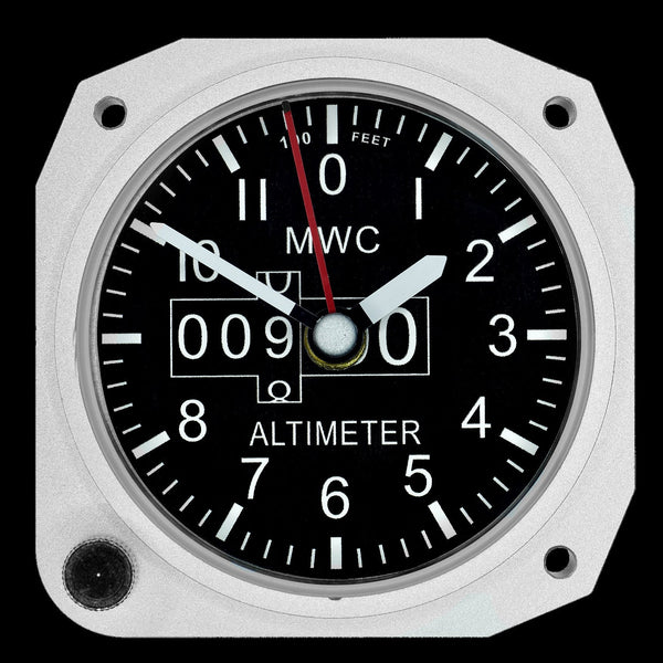 Limited Edition Replica Altimeter Instrument Desk Clock in Aluminium Finish