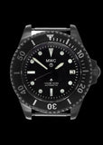 MWC 24 Jewel 1982 Pattern 300m Automatic Military Divers Watch in Black PVD with a Sapphire Crystal on a NATO Webbing Strap (Date Version)