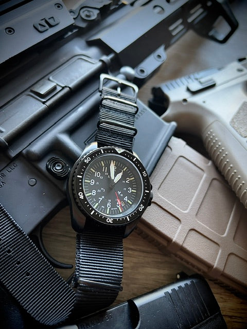 MWC Automatic Black PVD Military Divers Watch  - Tritium / GTLS Illumination and Sapphire Crystal