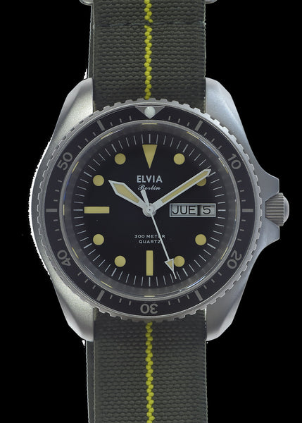 ELVIA Day/Date Military Divers Watch with Sapphire Crystal and Quartz Movement