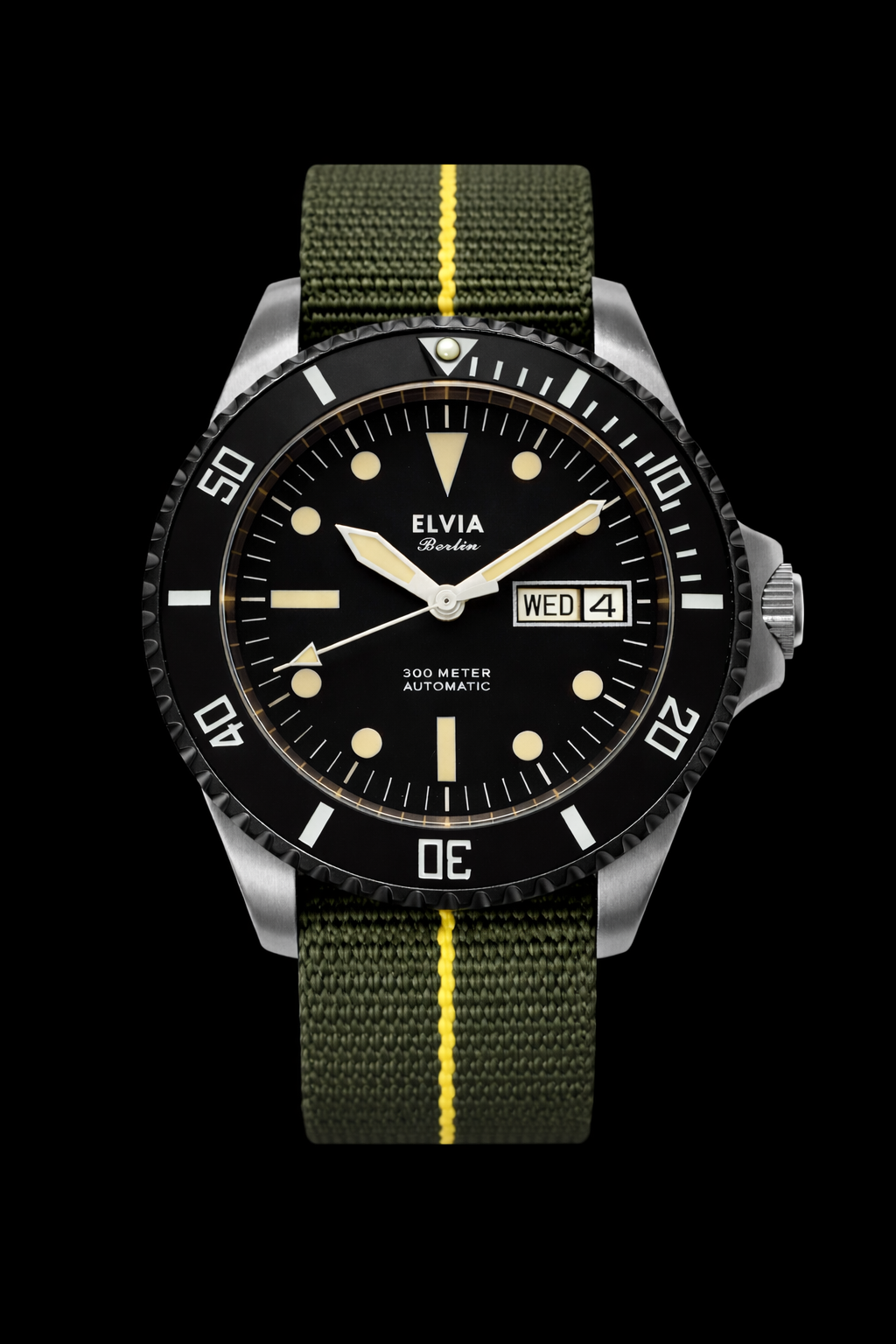 ELVIA Automatic Military Divers Watch with Sapphire Crystal and 24 Jewel Automatic Day Date Movement