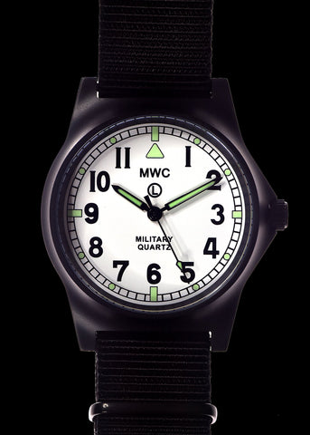 MWC G10LM European Pattern Military Watch With White Dial in Covert Non Reflective Black PVD Steel (Non Date Version)