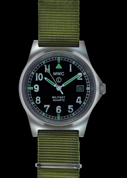 MWC G10 LM Stainless Steel Military Watch (Olive Green Strap) With Date Window