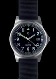 MWC G10 LM Stainless Steel Military Watch on a Black NATO Military Webbing Strap