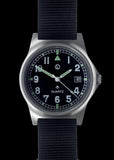 MWC G10 LM Stainless Steel Military Watch on a Black NATO Military Webbing Strap (Plain Engravable Caseback)