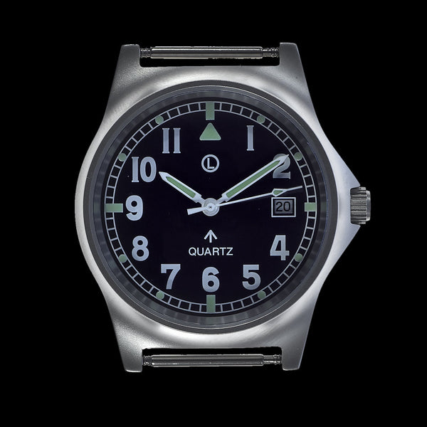 MWC G10 LM Stainless Steel Military Watch on a Black NATO Military Webbing Strap (Plain Engravable Caseback)