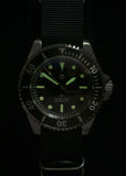 MWC 24 Jewel 1982 Pattern 300m Automatic Military Divers Watch with Sapphire Crystal on a NATO Webbing Strap (Non Date Version)