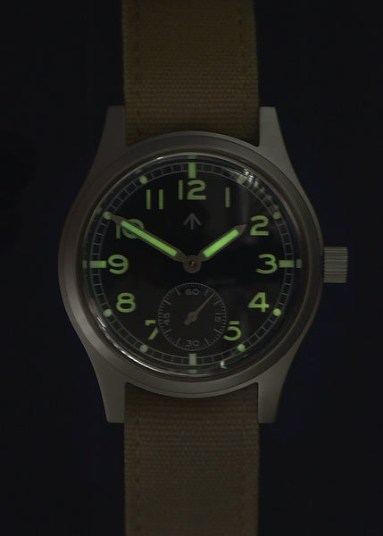 MWC 1940s/1950s "Dirty Dozen" Pattern General Service Watch with a 31 Jewel Swiss Sellita SW260 Automatic Movement and a Domed Vintage Box Sapphire Crystal