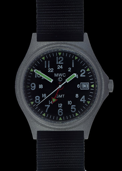 MWC GMT (Dual Time Zone) Water resistant Military Watch in Stainless Steel Case with Screw Crown