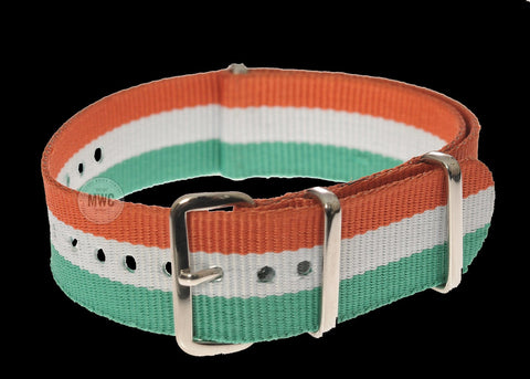 Ireland 20mm "Orange, White and Green" NATO Military Watch Strap