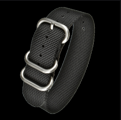 20mm Black Zulu Pattern Nylon Military Watch Strap