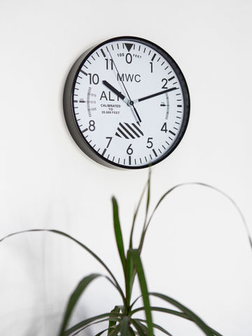 MWC Limited Edition Altimeter Wall Clock with White Dial, Silent Quartz Movement and Sweep Second Hand (Size 22.5 cm / approx 9")