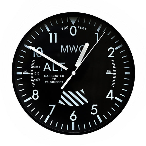 MWC Altimeter Wall Clock with a Sweep Second Hand and Silent Quartz Movement (Size 22.5 cm / approx 9")