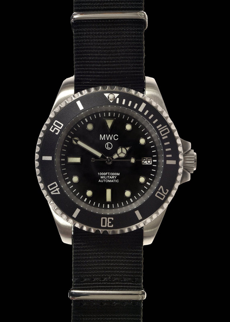 MWC 21 Jewel 300m Automatic Military Divers Watch with Sapphire Crystal and Ceramic Bezel on a NATO Webbing Strap