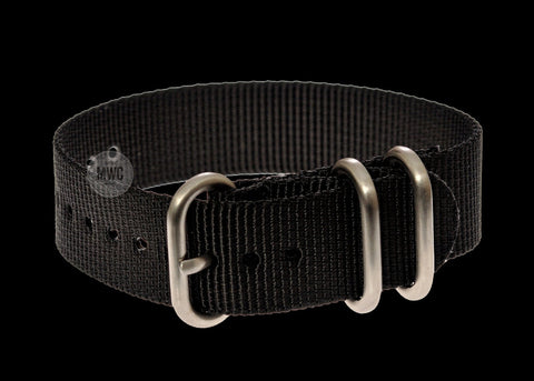 18mm Black Zulu Pattern Ballistic Nylon Military Watch Strap