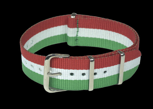 Italy 22mm "Red, White and Green" NATO Military Watch Strap