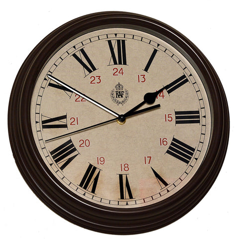 RAF 1943 Pattern Replica 12/24 Wall Clock with Silent Quartz Movement and Sweep Second Hand(Size 12"/30.5cm)