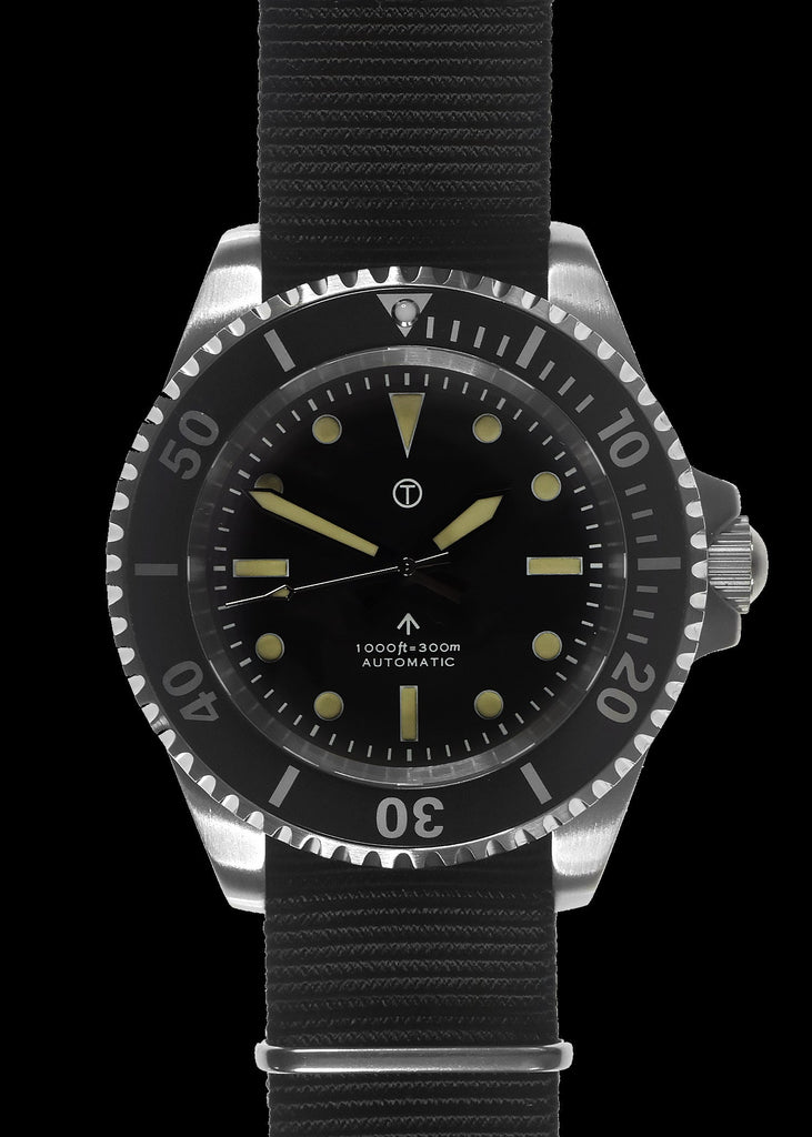 MWC 24 Jewel 1982 Pattern 300m Automatic Military Divers Watch with Sapphire Crystal on a NATO Webbing Strap (Non Date Version)