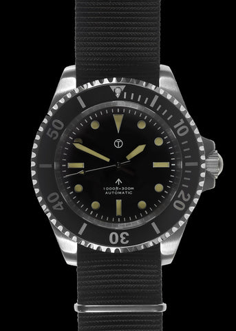 MWC 24 Jewel 1982 Pattern 300m Automatic Military Divers Watch with Sapphire Crystal on a NATO Webbing Strap (Non Date Version)