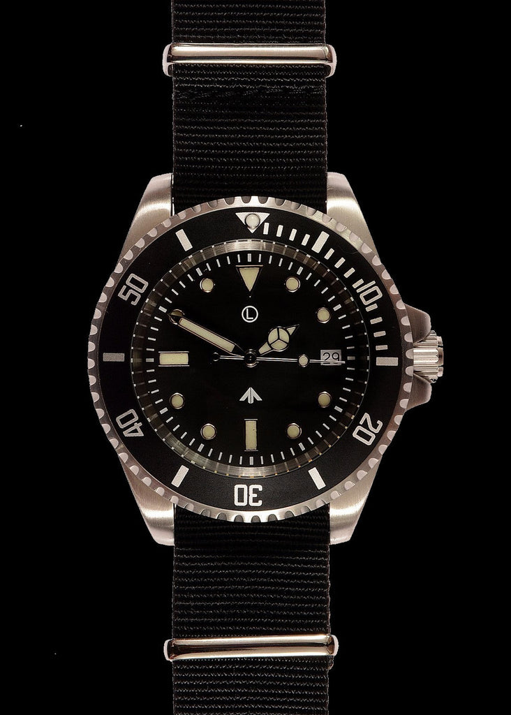 MWC 300m / 1000ft Stainless Steel Quartz Military Divers Watch with 10 Year Battery Life