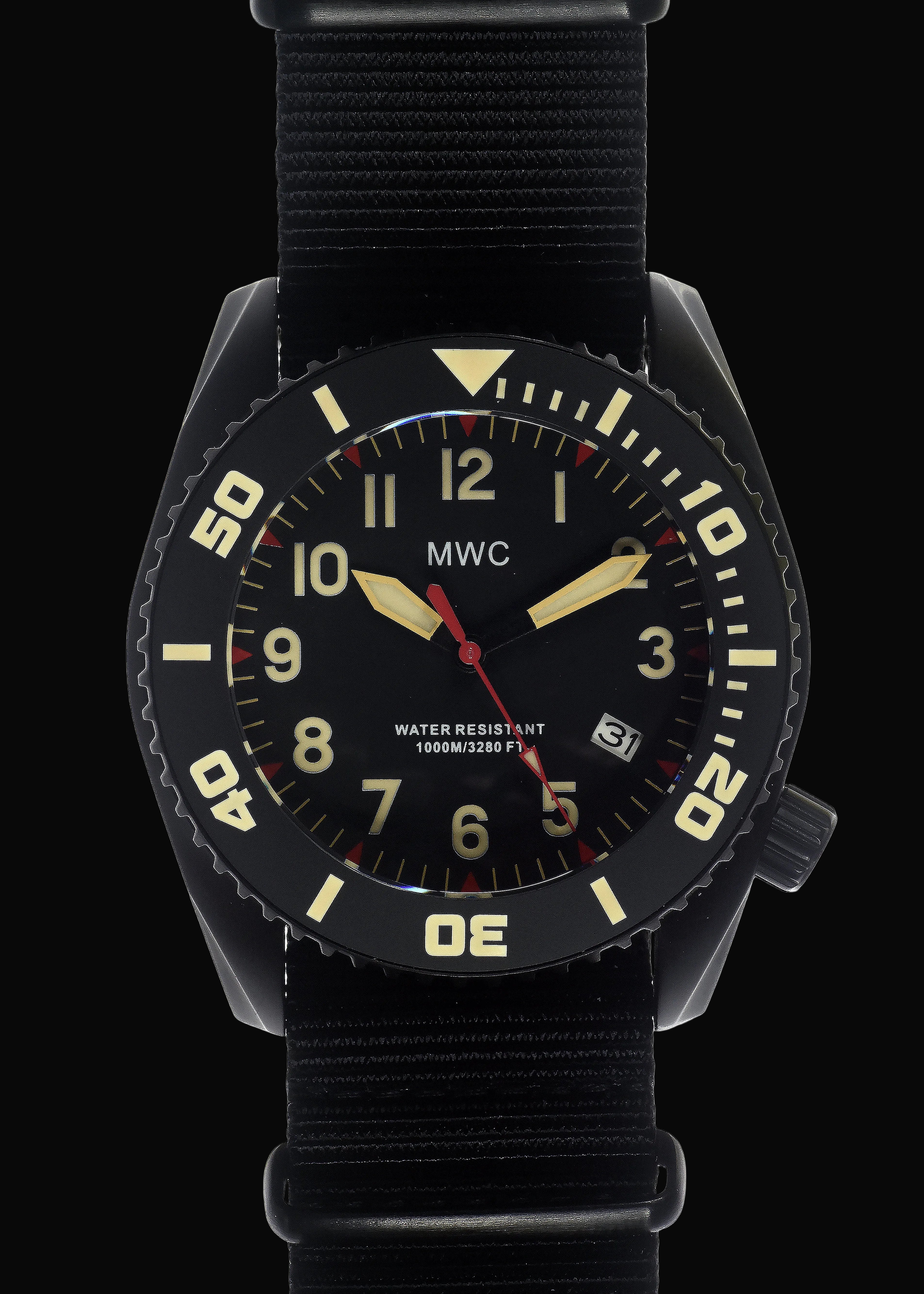 MWC "Depthmaster" 100atm / 3,280ft / 1000m Water Resistant Military Divers Watch in a PVD Titanium Case with Luminova and a Helium Valve (Automatic)