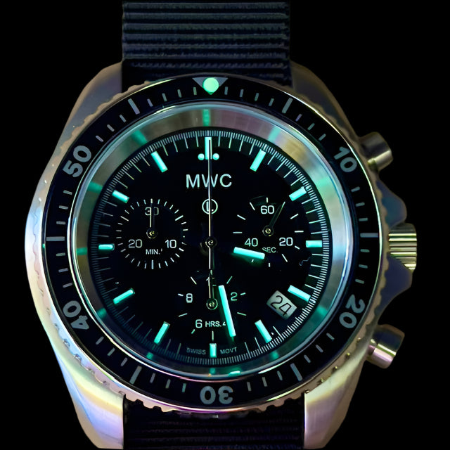 MWC NATO Pattern Stainless Steel Military Pilots Chronograph with Sapphire Crystal and Swiss Ronda Movement