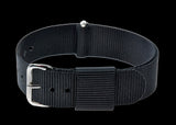 18mm US Hybrid Pattern Black Military Watch Strap (Chrome Fasteners)