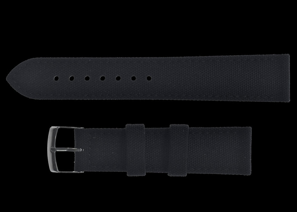 2 Piece Retro Pattern 20mm Canvas Military Watch Strap in Black - The Ideal Durable Fabric Strap for Military Watches