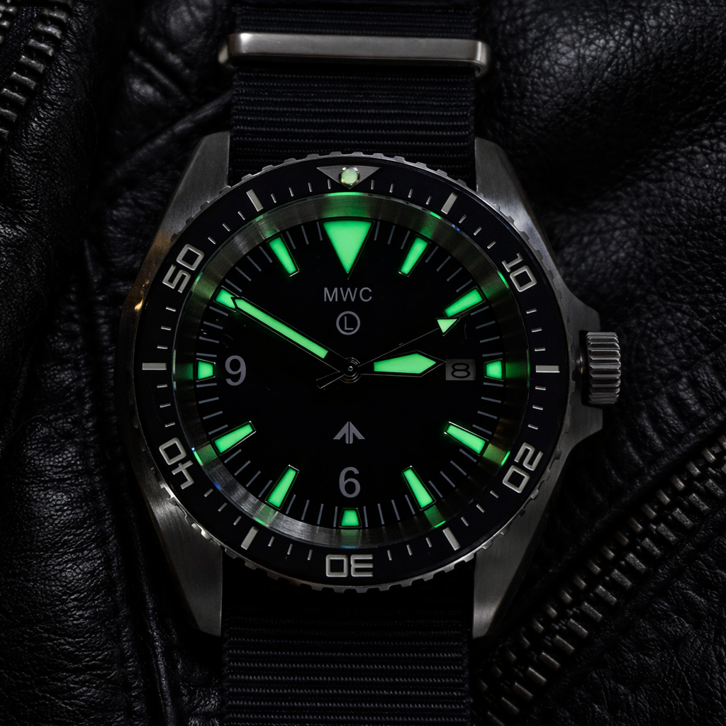 Stainless Steel Military Divers Watch with Automatic 24 Jewel Movement, 12 Hour Dial Format, Sapphire Crystal and Ceramic Bezel (Tactical Solid Strap Bars)