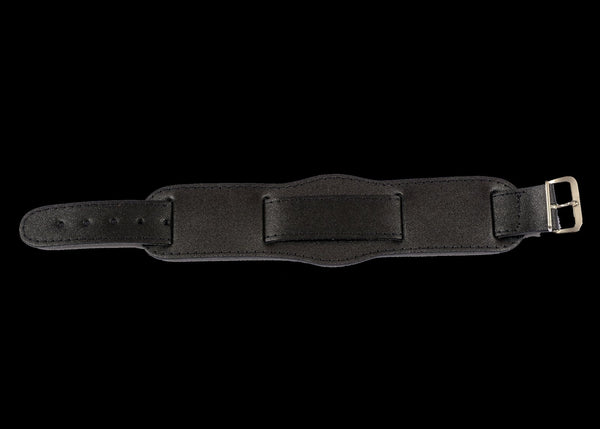 Black 1950s Pattern Leather Military Watch Strap in 18mm and 20mm