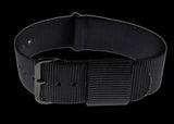 20mm 1970s/80s U.S Pattern Black Military Watch Strap with Black PVD Buckles