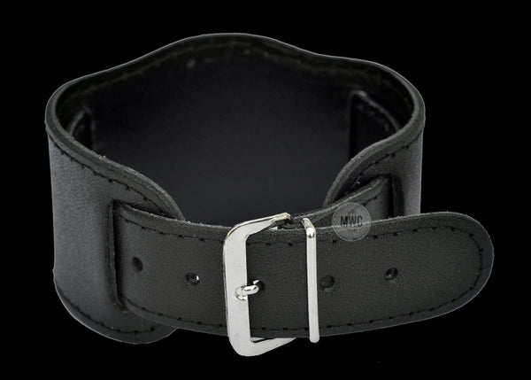 Black 1950s Pattern Leather Military Watch Strap in 18mm and 20mm